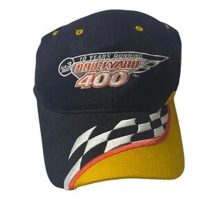 Vintage 2003 Brickyard 400 NASCAR Velcro Dad Hat Checkers Rally’s Black Yellow